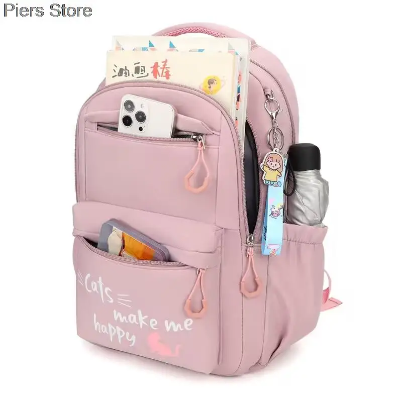 Sac à Dos d'École Rose pour Fille, Cartable pour Adolescent, Femme, Enfant