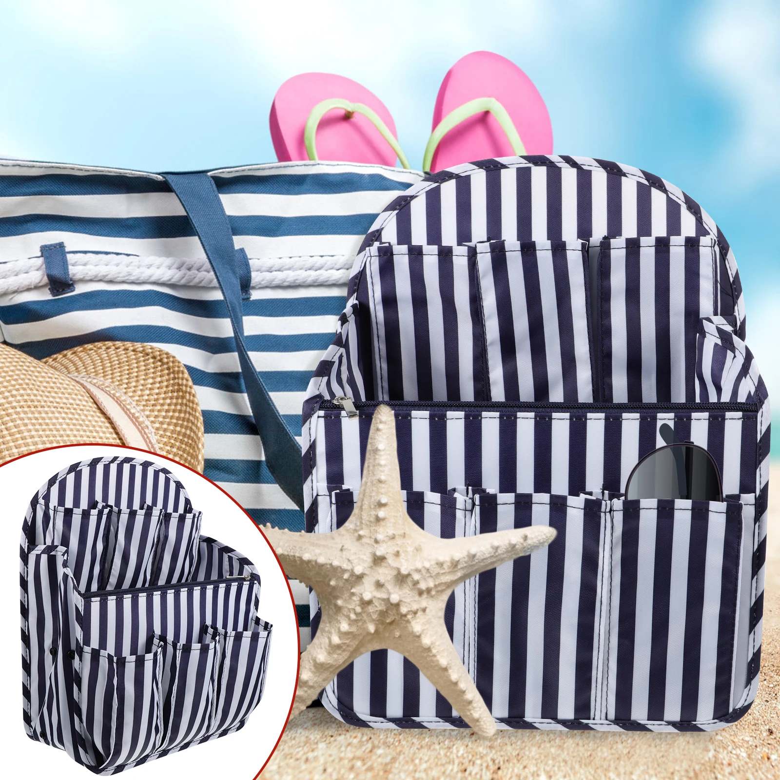 

Nylon Backpack Organizer Thick Fabric Durable Lightweight Multi Pocket Storage Bag Handbags Travel Work Vacation Daily