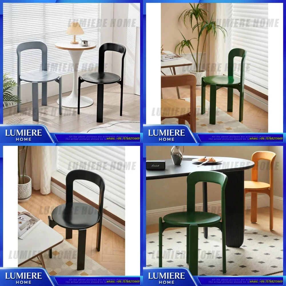 

Scandinavian Style Solid Wood Dining Chair Modern Retro Backrest Chair for Home Coffee Shop Living Room Colorful Cafe Seat