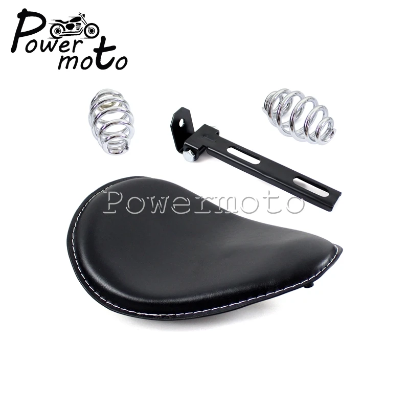 Motorcycle Solo Seat Cover Cushion W/ 3 Inch Spring Bracket Kit For Harley Sportster XL 1200 883 48 Chopper Bobber Seats Custom