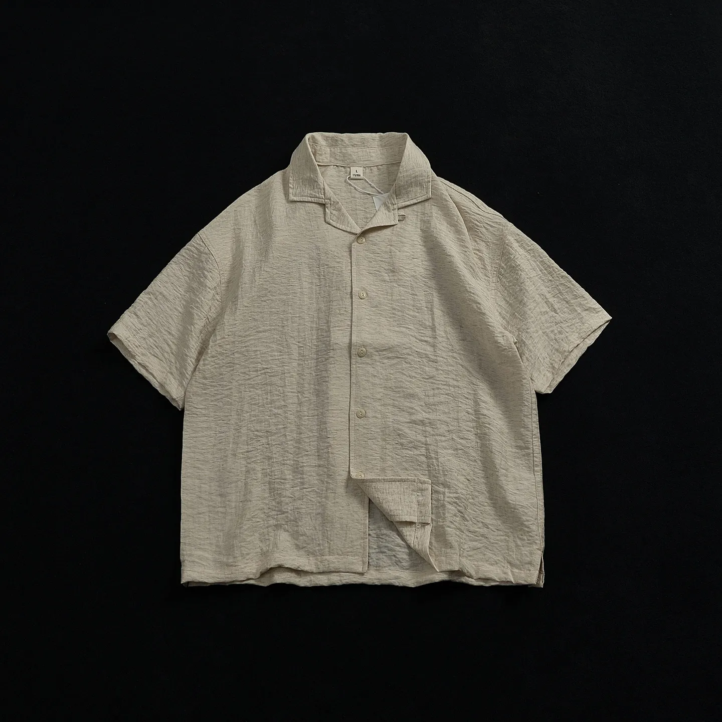 

Summer New Japanese Lazy Style Short-Sleeve Turn-down Collar Cotton and Linen Shirt Men's Fashion Simple Washed Casual Blouses