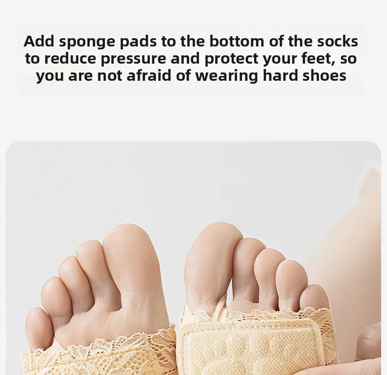Sommer dünne Spitze unsichtbare Socken Split Toe Vorfuß Socken für Frauen High Heel Hausschuhe Schuhe atmungsaktive Spitzensocken für Halloween – Detail 13