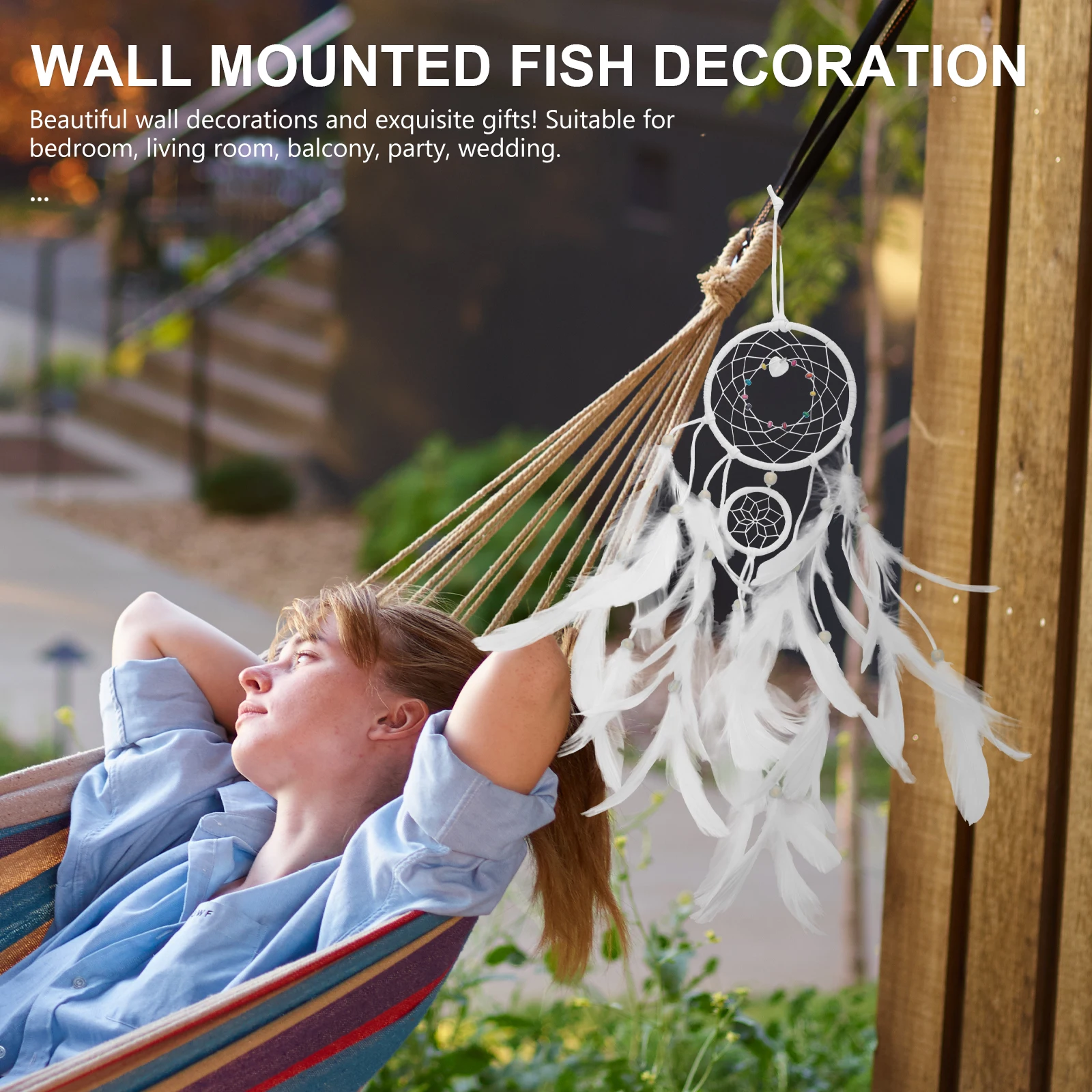 

Creative Dream Catcher Home Dream Network Decoration Pendant Car Ornaments(White Finished Product without Lig
