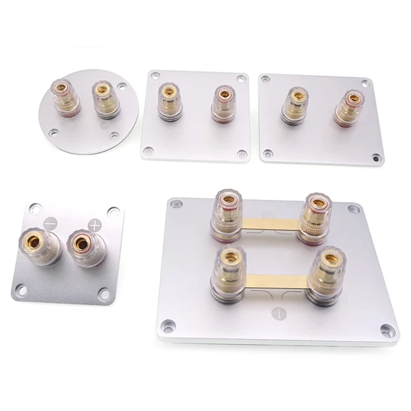 Złącze głośnikowe Hifi 2/4 Bit, kwadratowe, aluminiowe, puste, platerowane, zaciski, płyta głośnikowa, wtyk audio, skrzynka przyłączeniowa, części do samodzielnego montażu audio.