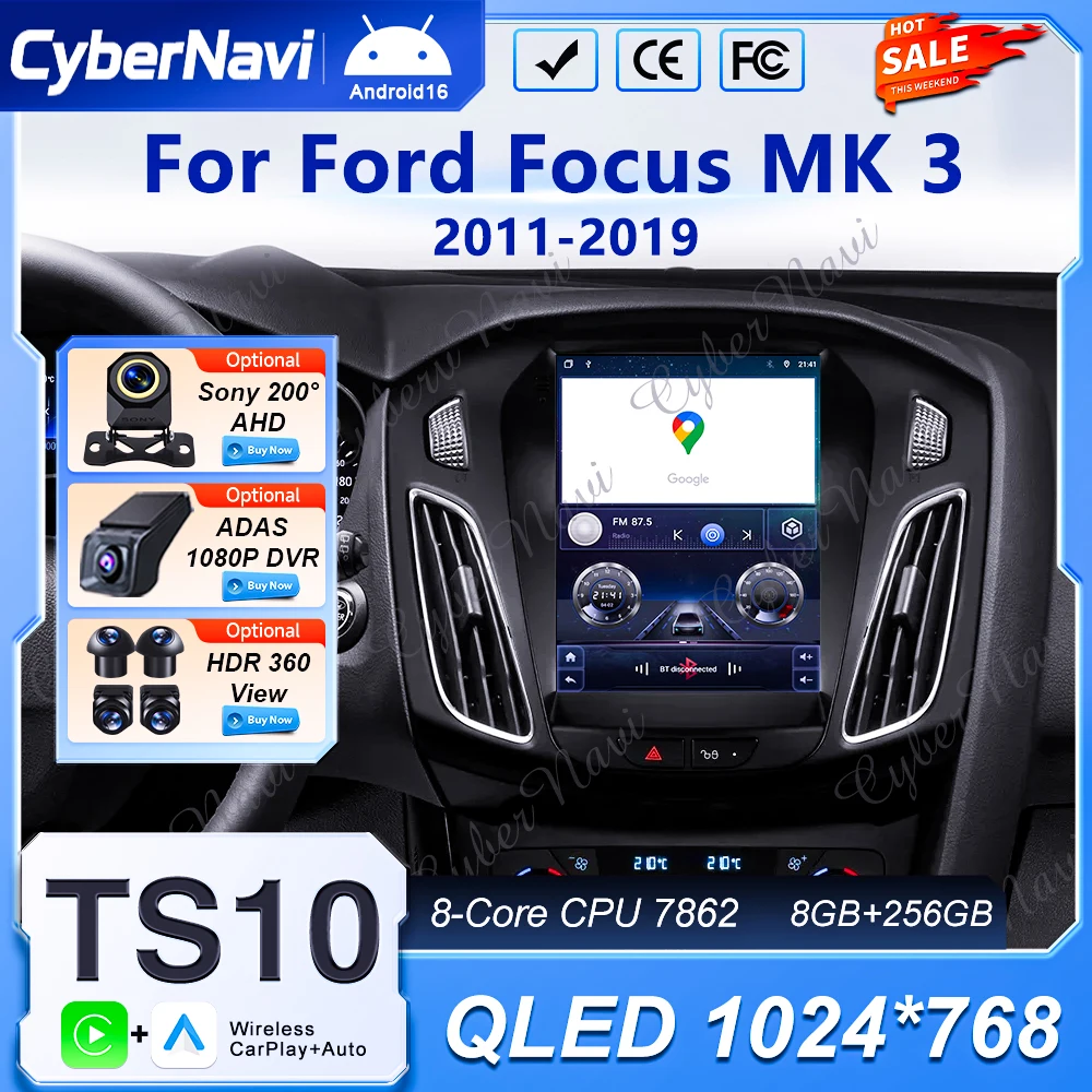Radio Android para coche Ford Focus 3 Mk 3 2011-2019, reproductor multimedia de vídeo, SIN 2Din DVD, Carplay, Bluetooth, Auto Stereo, 4G WiFi