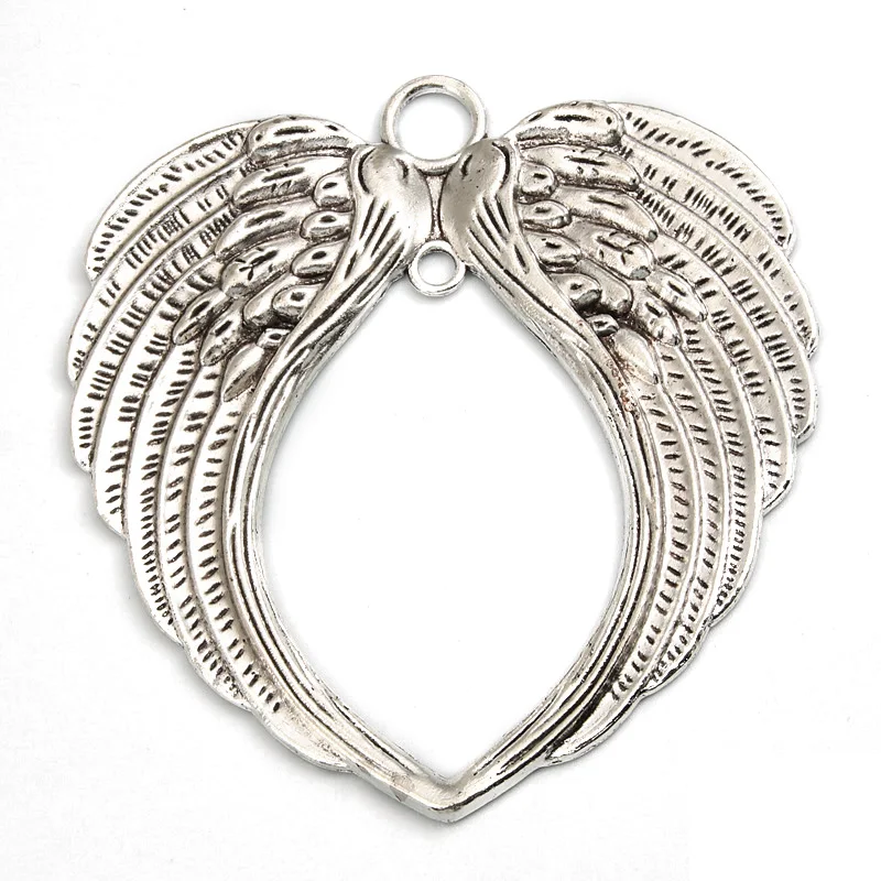 3pcs Silver Color 69x66mm Large Angel Wings Charms Connector Pendant For DIY Handmade Alloy Findings Jewelry Making Accessories