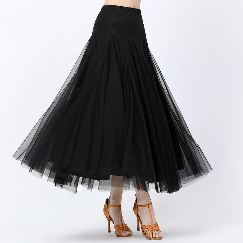 Modern dance skirt ballroom dance skirt mesh long skirt dance performance dress large swing skirt