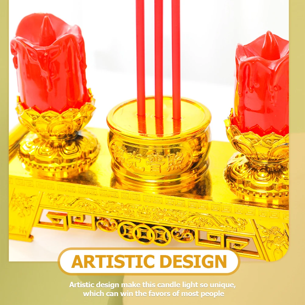 1pcs Worship Lamp Electric Fake Ancient Chinese Style Light Ornament For Meditation Tea Light Lantern Led