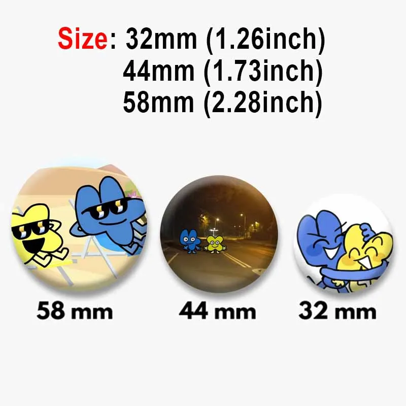 Funny Anime BFDI Icons Round Badge Creative Cartoon Four and X Enamel Pins Tinplate Coin Brooch Clothes Backpack Accessory Gifts
