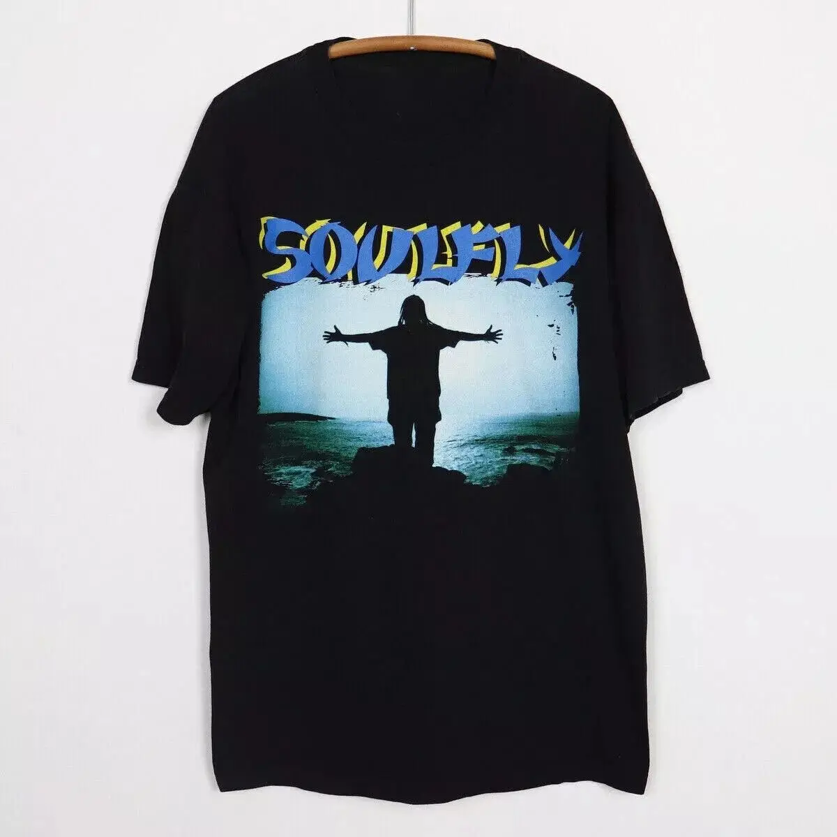 Men's Tee Vintage 1998 Soulfly Cotton Black Unisex T-shirt  Reprint Short Sleeve Men Women Crew Neck Cotton Streetwear