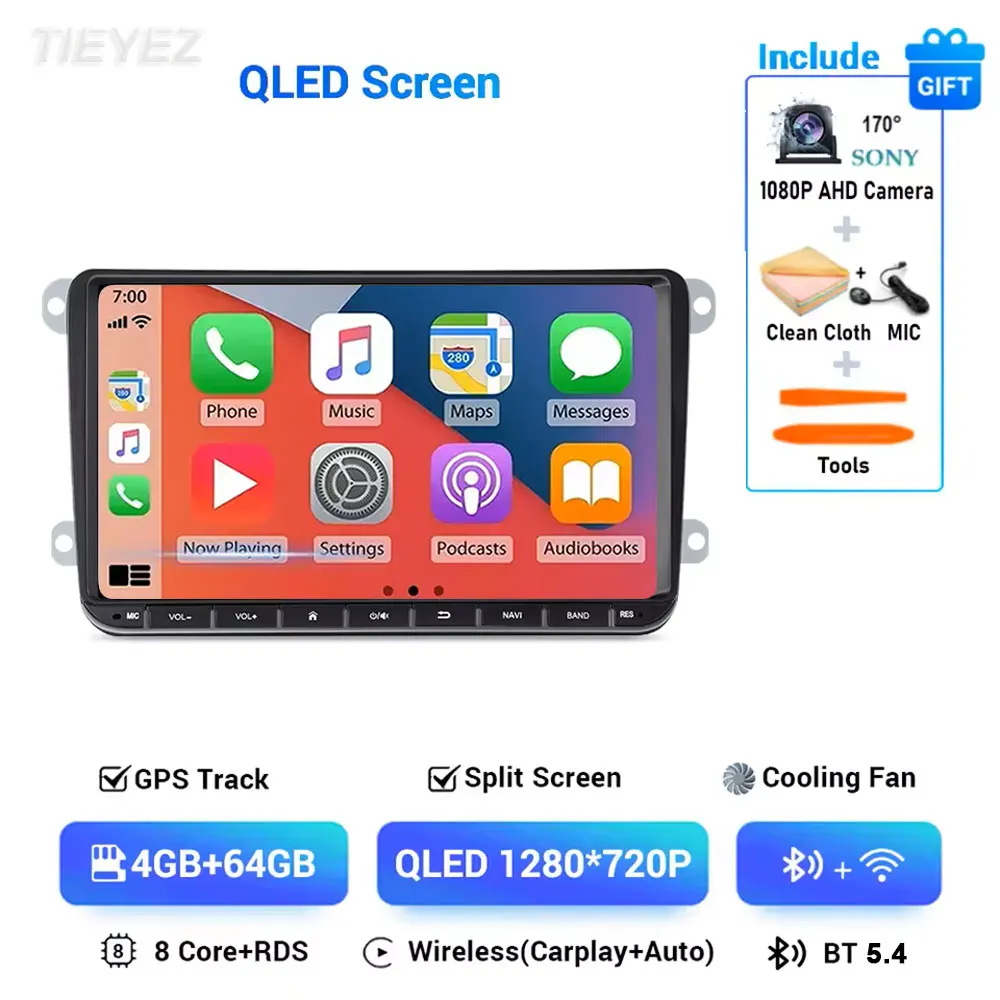 Android 15 Autoradio Speler voor VW Volkswagen Passat B6 GOLF 5 Scirocco Caddy Jetta Amarok Skoda Carplay Multimedia autoradio