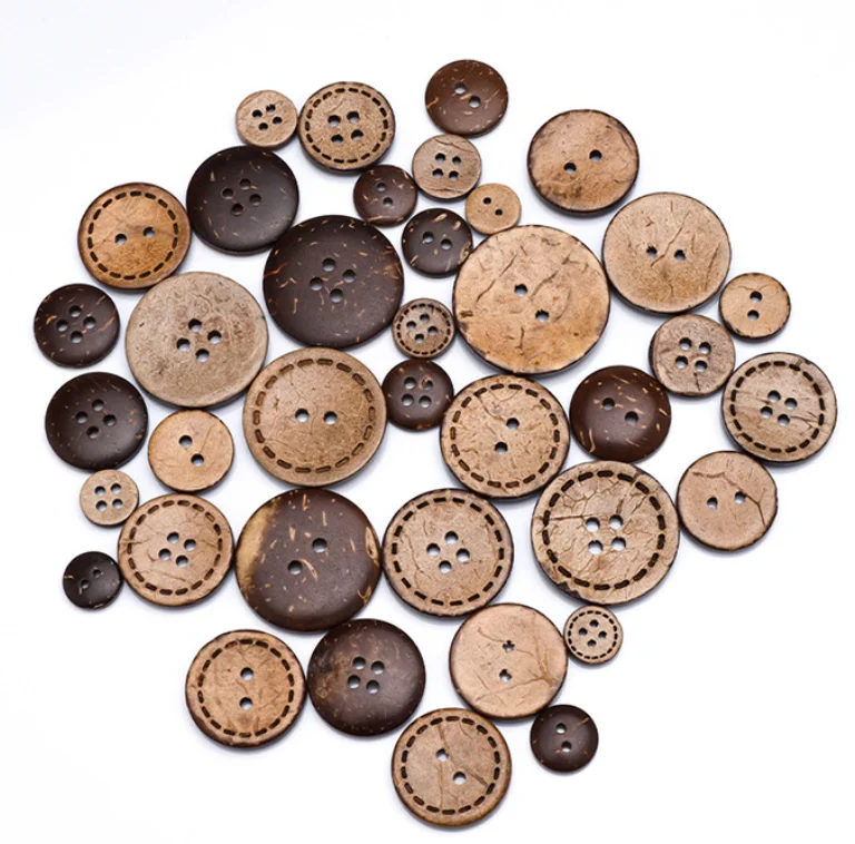Natural Coconut Shell Buttons for Kids Clothing Handmade DIY Two Or Four Eyes Spot-on