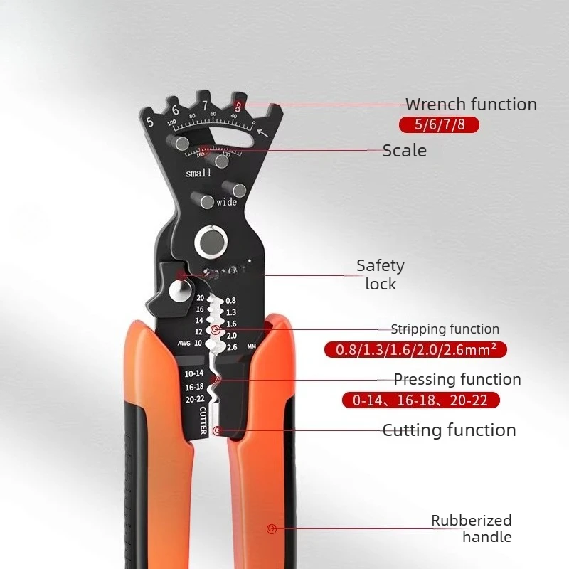 Multifunctional Wire Stripper Cutter Plier Heavy-Duty Electrician Tool for Electrical Cable Stripping Cutting Crimping