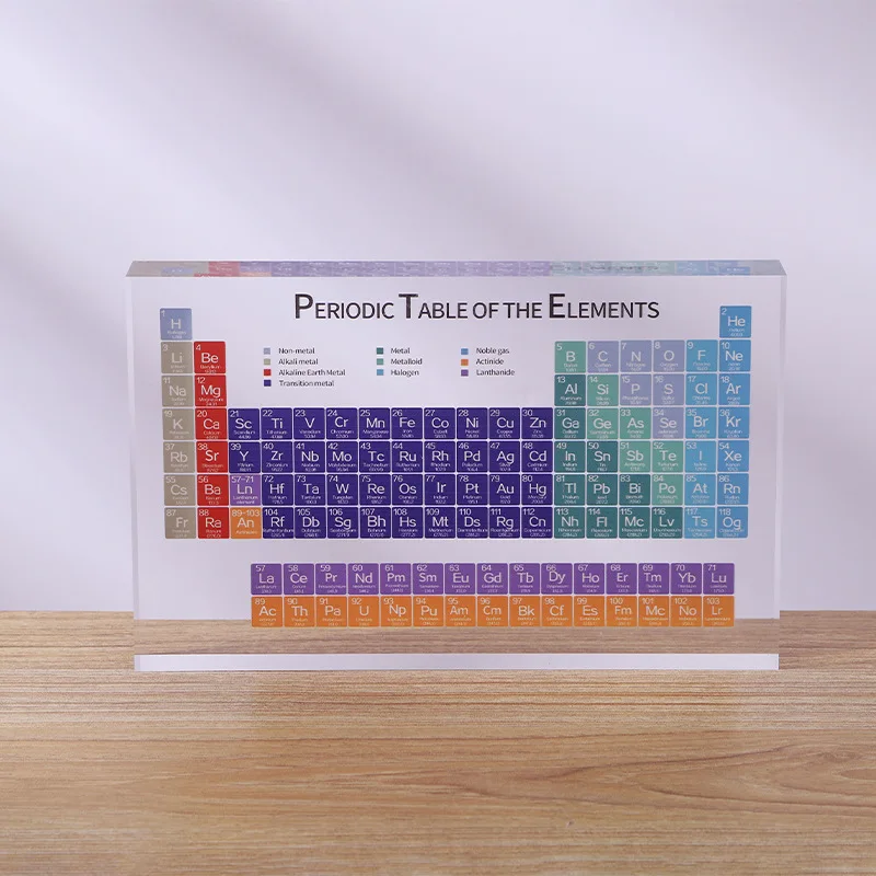 Acrylic Periodic Table Display High Definition Transparent Colorful Chemistry Elements Creative Science Gift Desk Decoration
