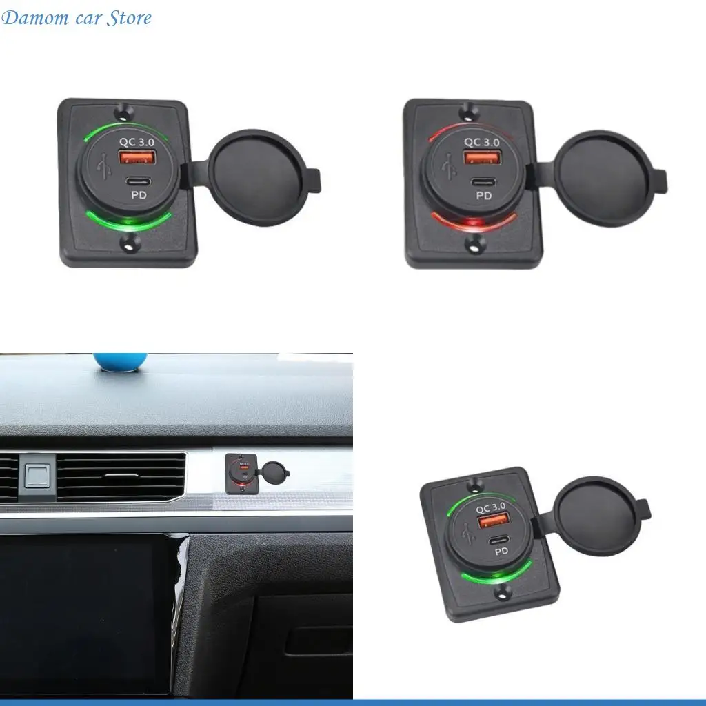 

A2UC Double USB Fast Charging Adapter ABS for Vehicle Dashboard Fit 12V/24V Systems