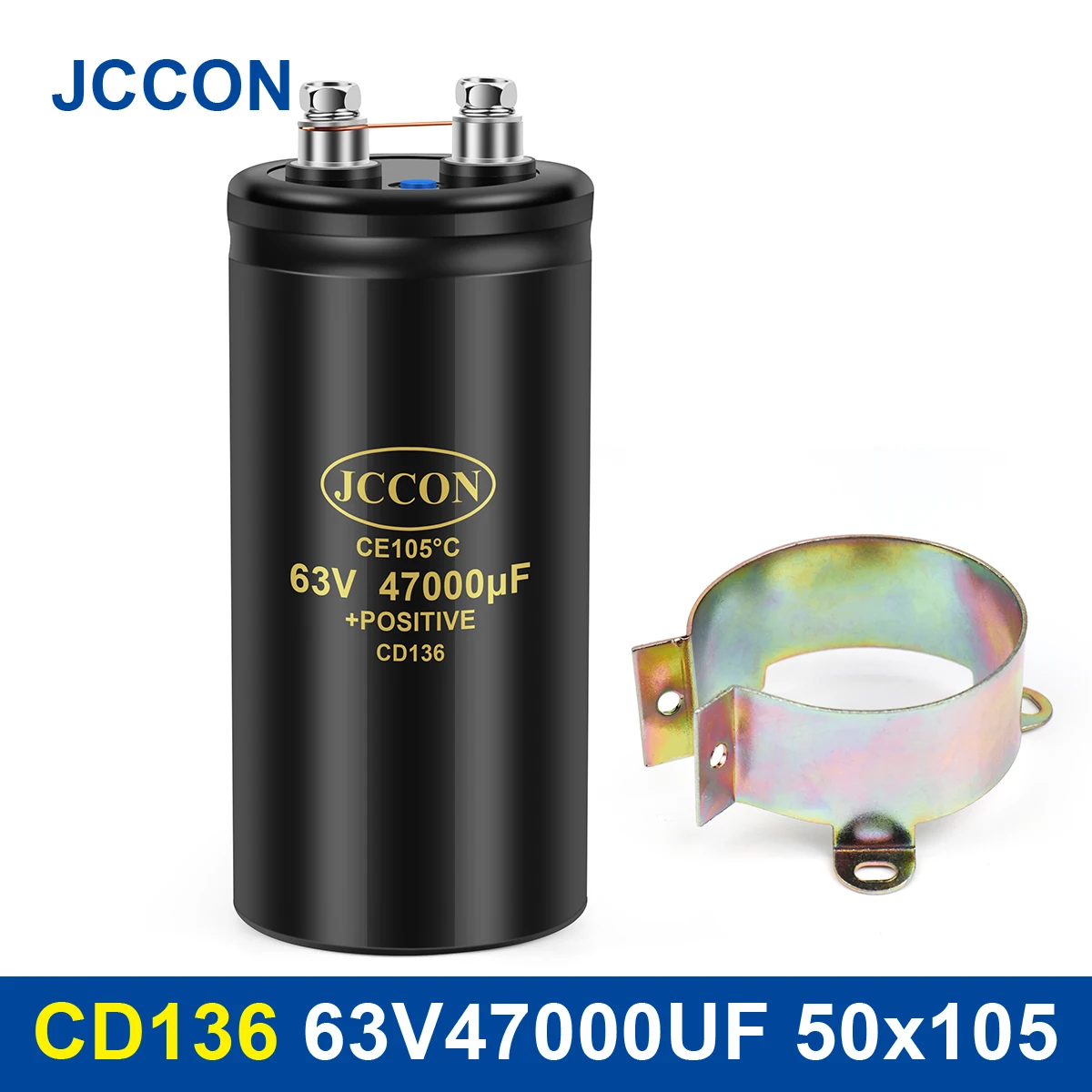 

JCCON Bolt Electrolytic Capacitor 63V47000UF 50x105mm CD136 Screw Capacitors CE105℃ Original &Brand New With Bracket 2000Hours