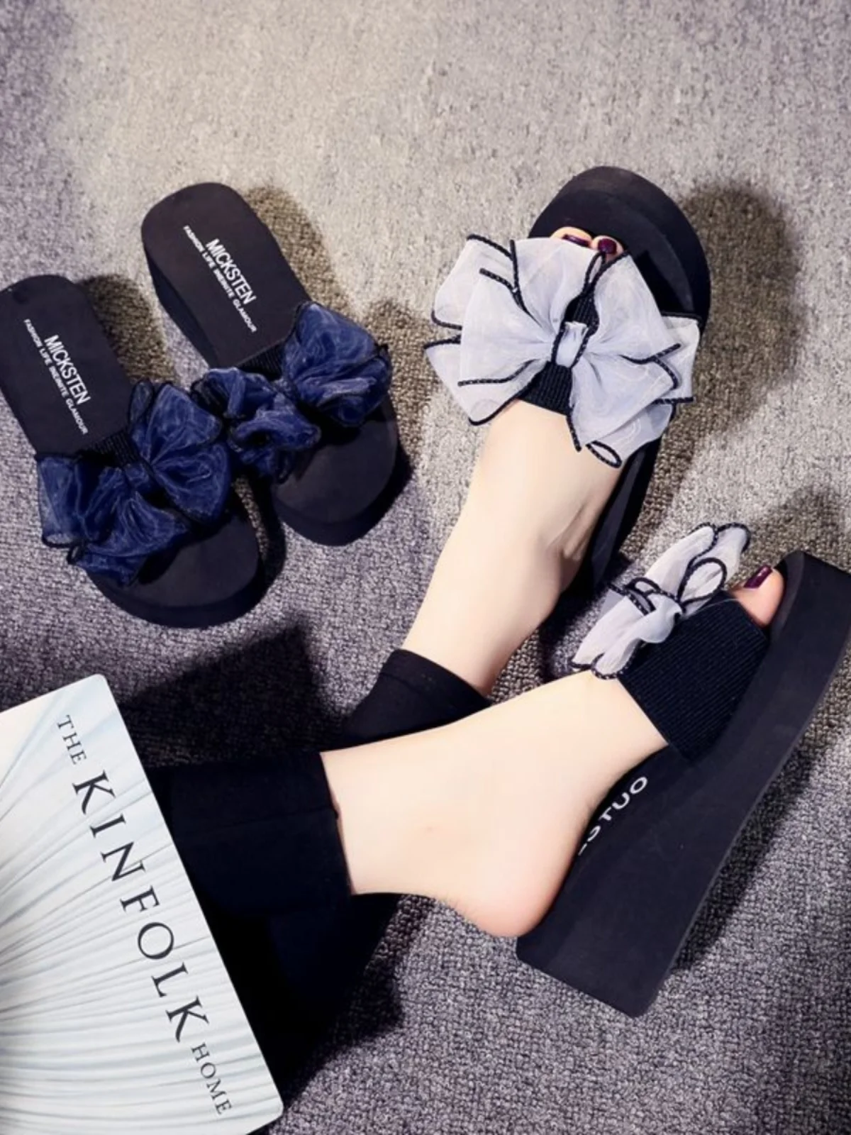 

Summer New Knot Thong Slippers Women's Korean Sle Flat Bot Anti-Slip Casual Outdoor Wear Thi Bot Beach Sl...