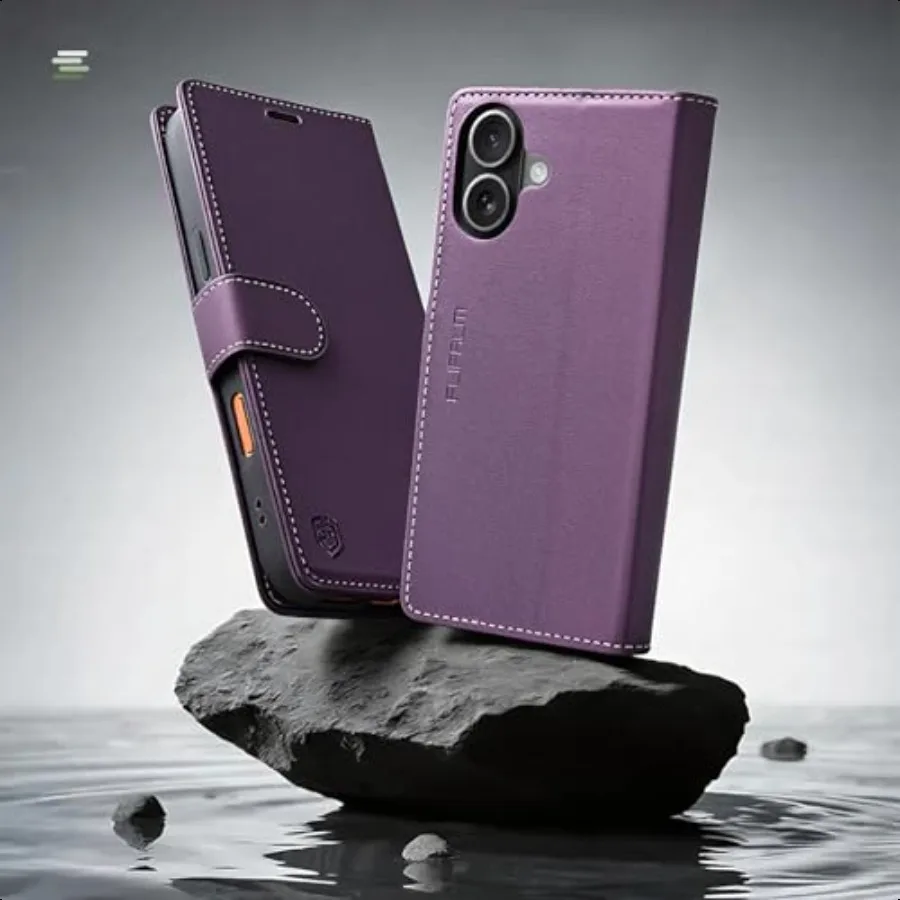 حافظة محفظة لهاتف آيفون 17 مع حامل بطاقة الائتمان من جلد البولي يوريثان ومسند قابل للطي وغطاء حماية مضاد للصدمات لهاتف أبل 17 #3