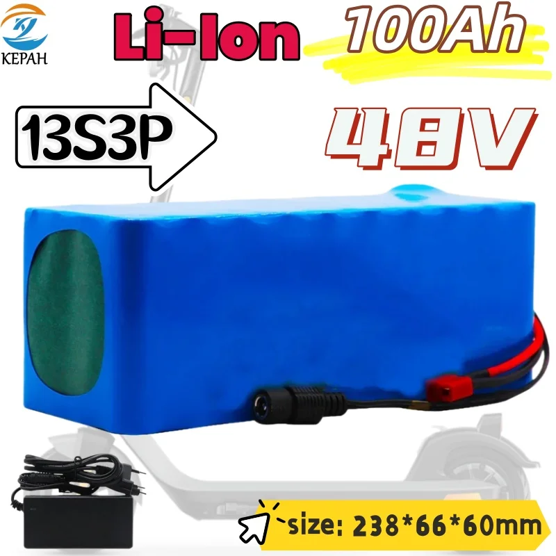 2026 Latest 13S3P 48V 100000mAh Electric Scooter Lithium-ion Battery Pack 18650 Cell Reliable Power Supply for Scooter Rides