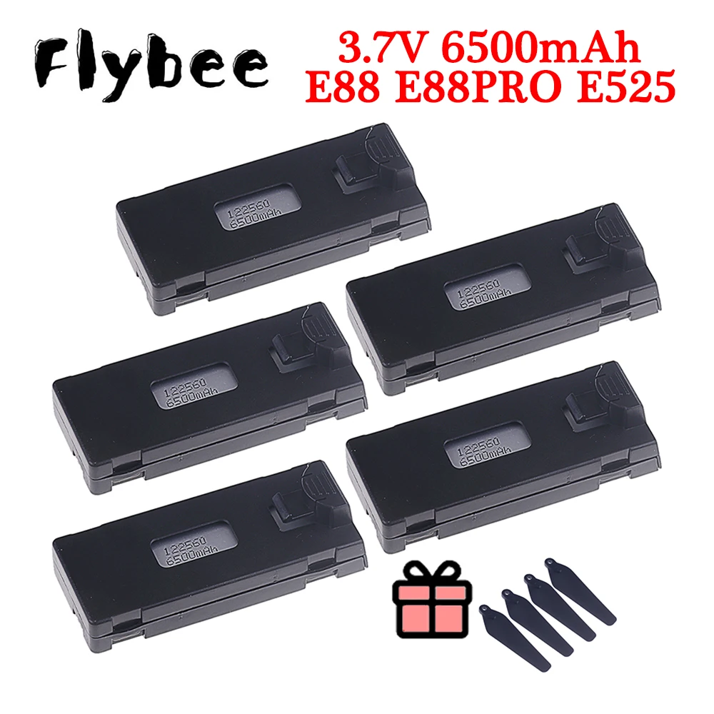 3.7V 6500Mah RC Drone Battery Accessory For E88 E88PRO Ls-E525 E525 PRO Mini Uav Drone Battery Special Rc Parts 1/2/3/5/10Pcs