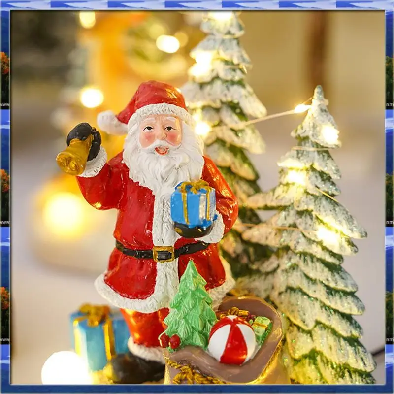 AS59 - 発光クリスマス音楽回転サンタクロースツリークリスマスオーナメント樹脂工芸品クリスマスホームデコレーション