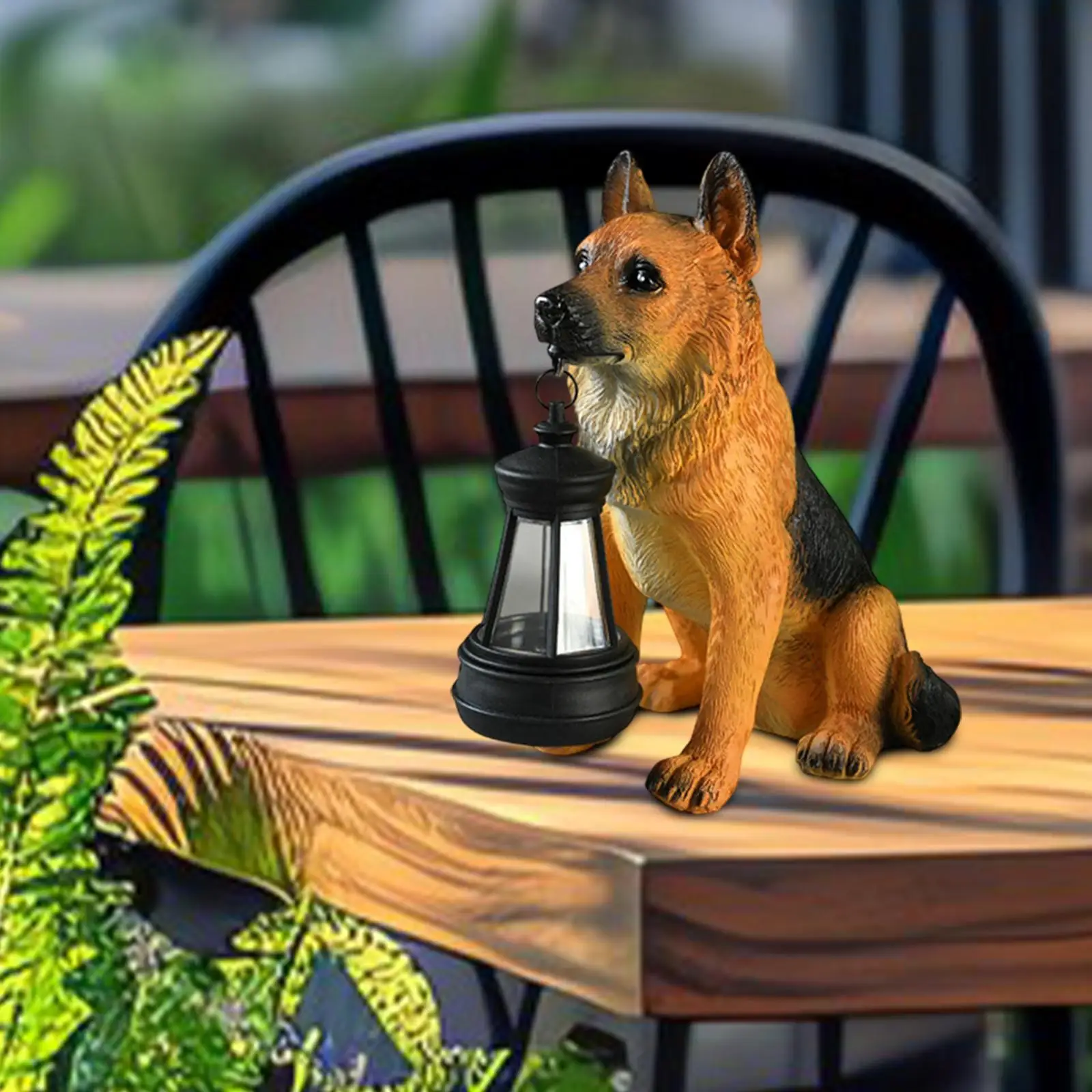 Dog Solar Garden Statue with Solar Light German Shepherd Decorative Sculpture for Courtyard Landscape Flower Bed Balcony Patio