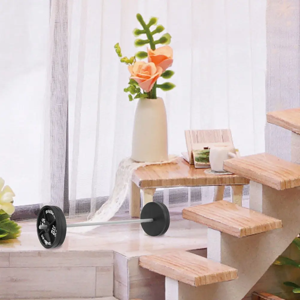 4Pcs Miniature Sports Equipment Toddler Dumbbells Set Realistic Mini Fitness Barbells Compact Dollhouse Gym Accessories Pretend