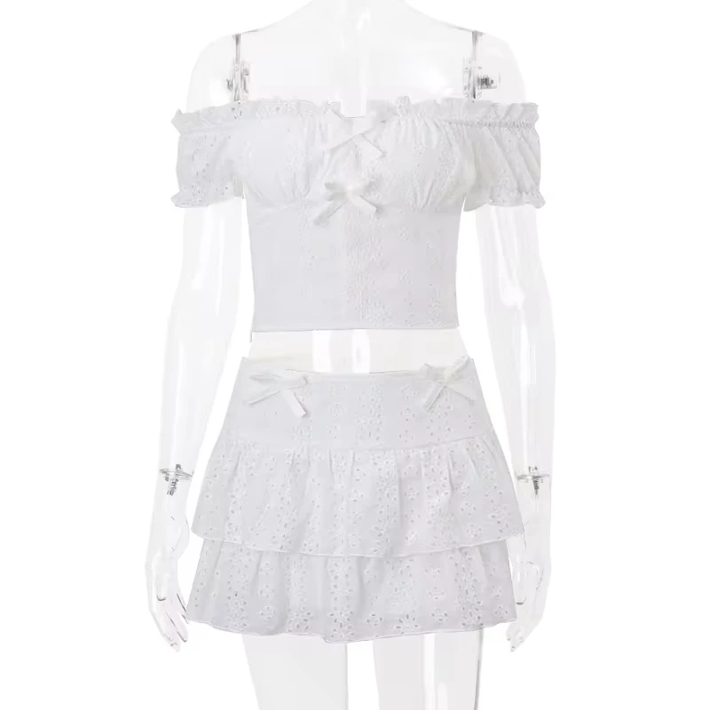 

Sets for Women 2 Pieces Crop Tops Mini Skirts Y2K Outfit 2025 New Sweet Cute High Street Sexy Party Beach Women's Two Pieces Set