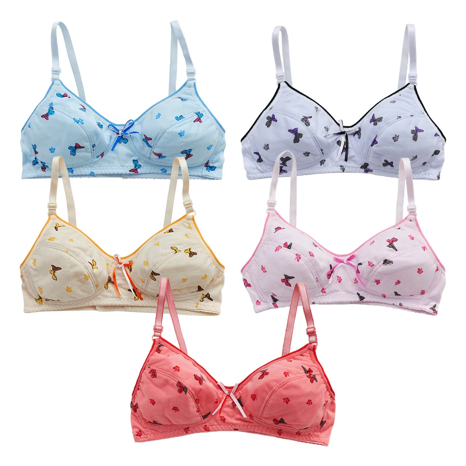 Women Daily Wear Adjustable Fresh Butterfly Printed Thin Bra Soft Comfortable Breathable Women Bra Simplicity Underwear