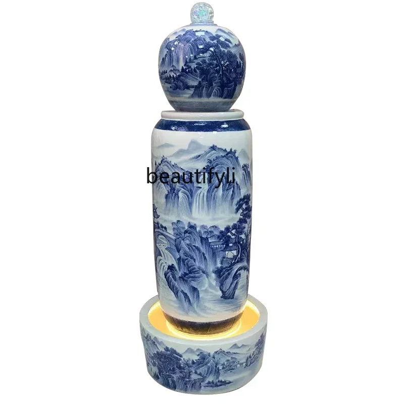 

Ceramic flowing water fountain ornament Feng Shui ball circulating water living room Zhaocai company hotel