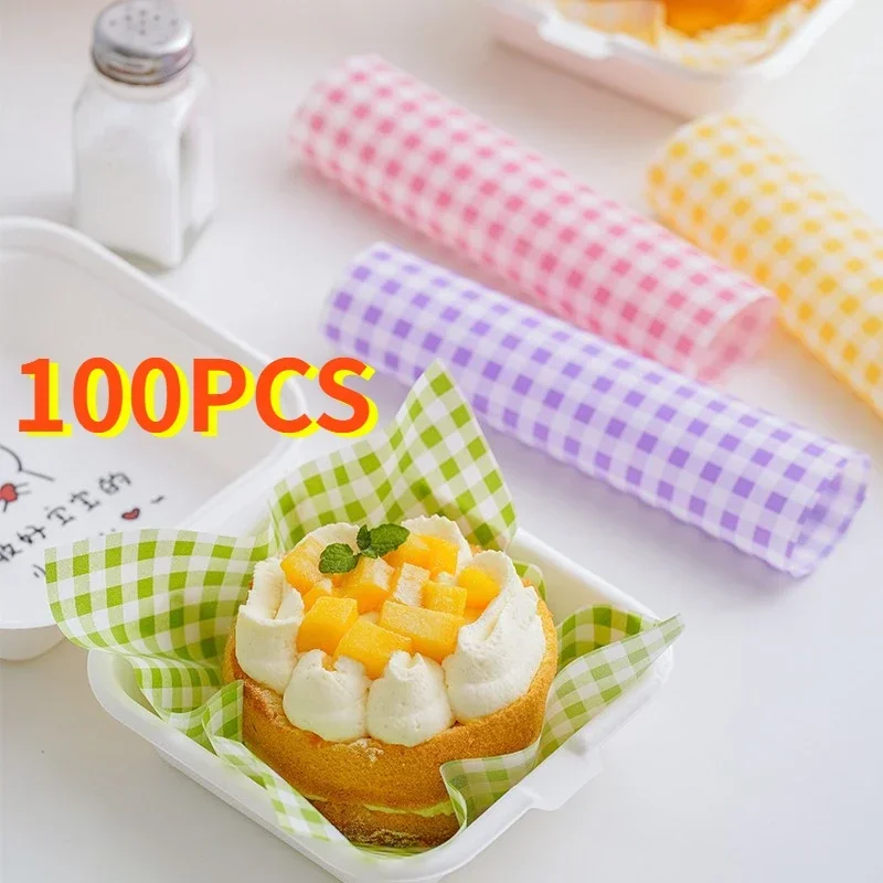 100pcs Food Waxed Paper Oil-Proof Wax Paper Bread Sandwich Burger Fries Macarons Packaging Kitchen Baking Tool Packaging Decor