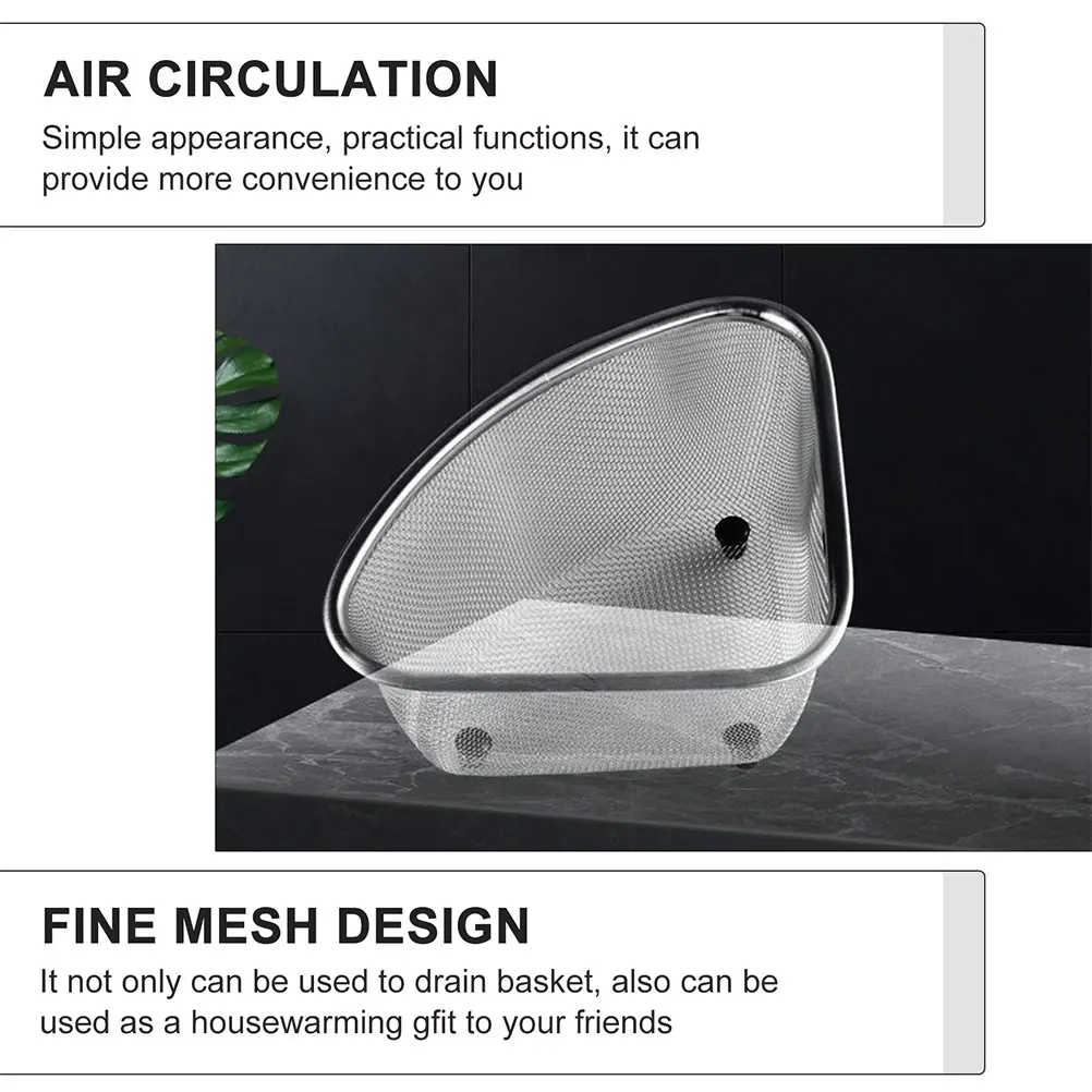 

1pc Stainless Steel Mesh Basket Corner Drainage Rack Vegetable Washingdish Drying Sink Brush Holder Kitchen Sponges Organizer