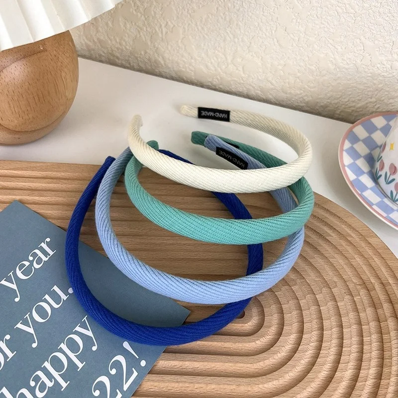 Gentle Healing Department ~ Blue Oblique Striped Hair Hoop Thin Section Fashionable Korean Ins Girl Hairpin Headband Tide