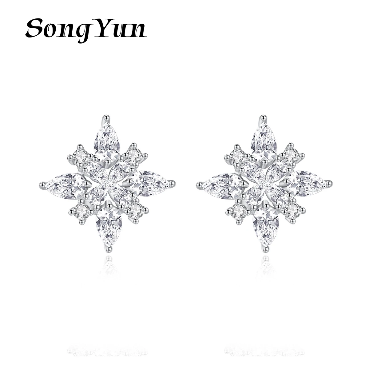 

SongYun Jewelry Manufacturer MHT Fashion Simple Women Zircon Earrings Net Red Stud Earrings