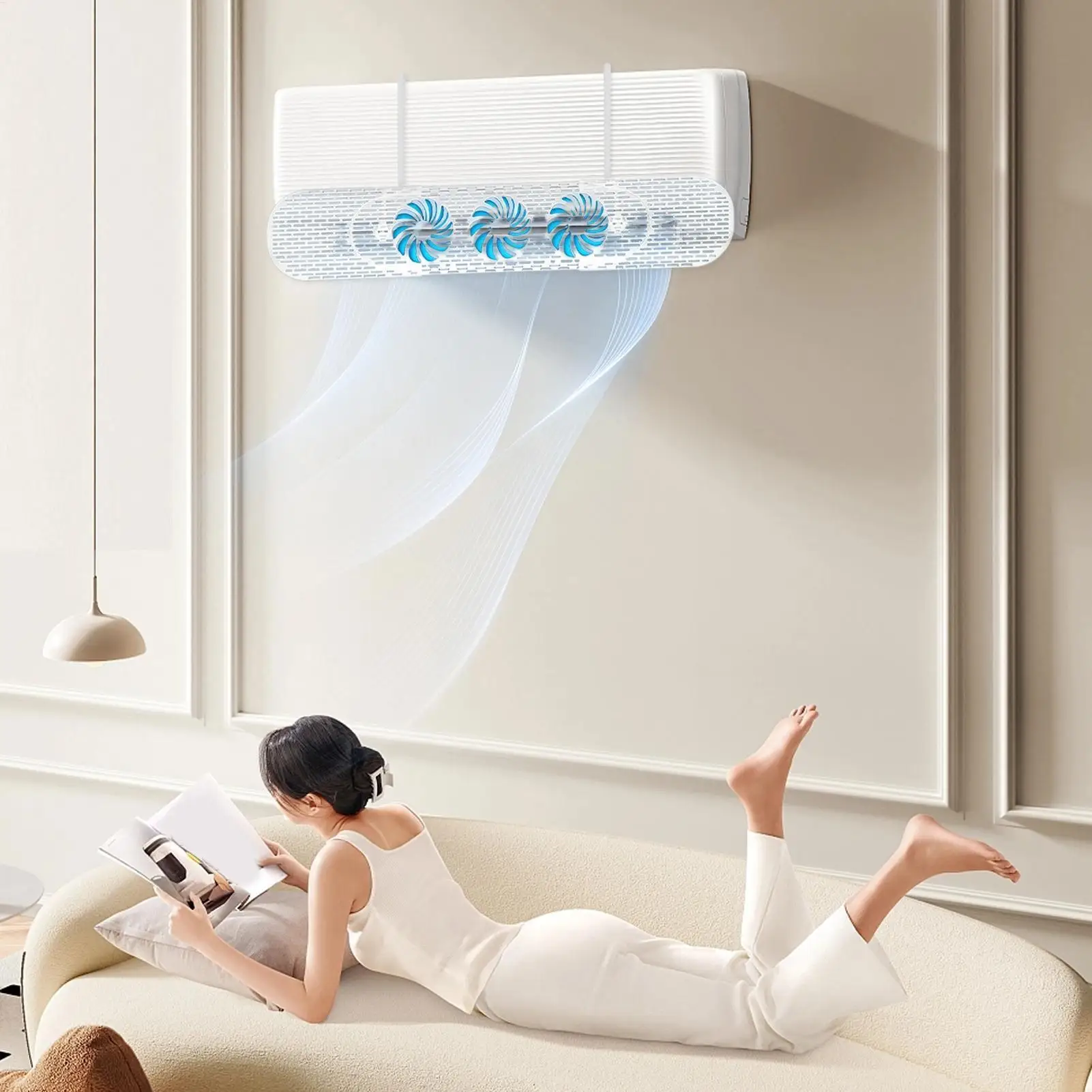 

Air Conditioner Deflector Adjustable Air Conditioner Window Baffle Anti-Direct Blowing AC Windshield With Three-fan System For