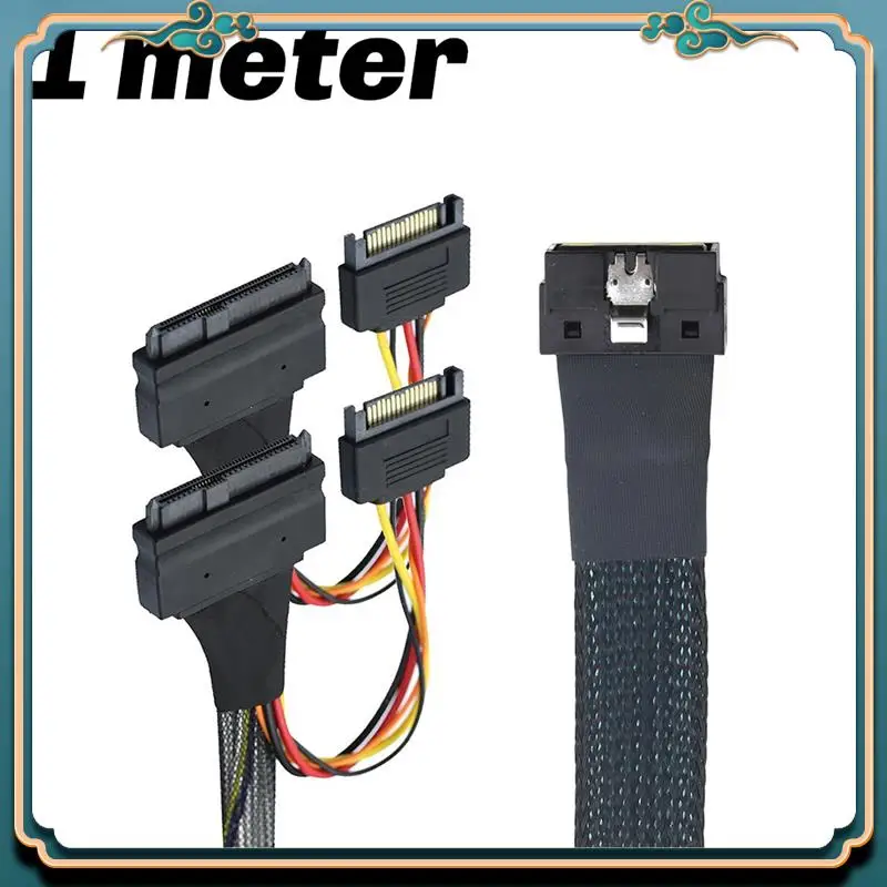 (신규)-듀얼 SFF-8639 U.2 Nvme SSD 고속 데이터 케이블, PCI-E 슬림라인 SAS SFF-8654 8I, SATA 전원 1M 포함