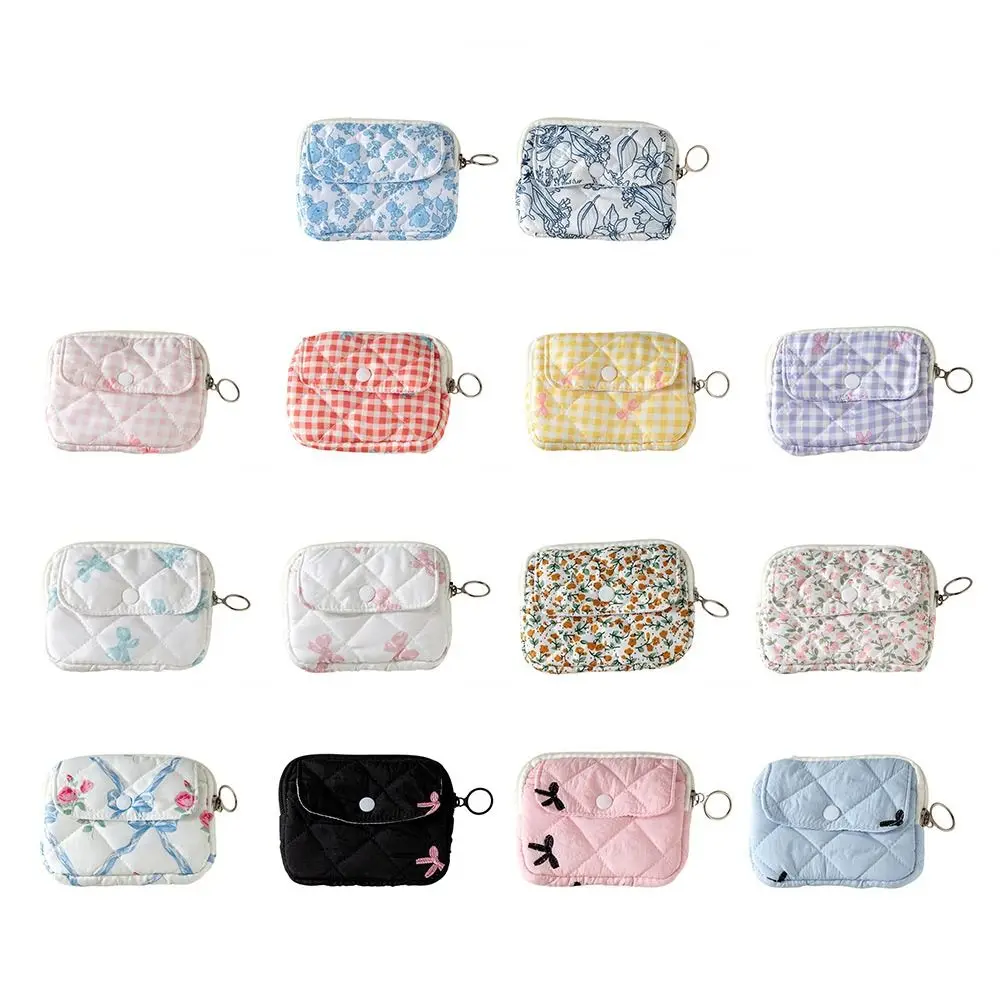 Nouveau porte-monnaie à fleurs de dessin animé, sac de rangement de grande capacité avec nœud imprimé, sac à documents