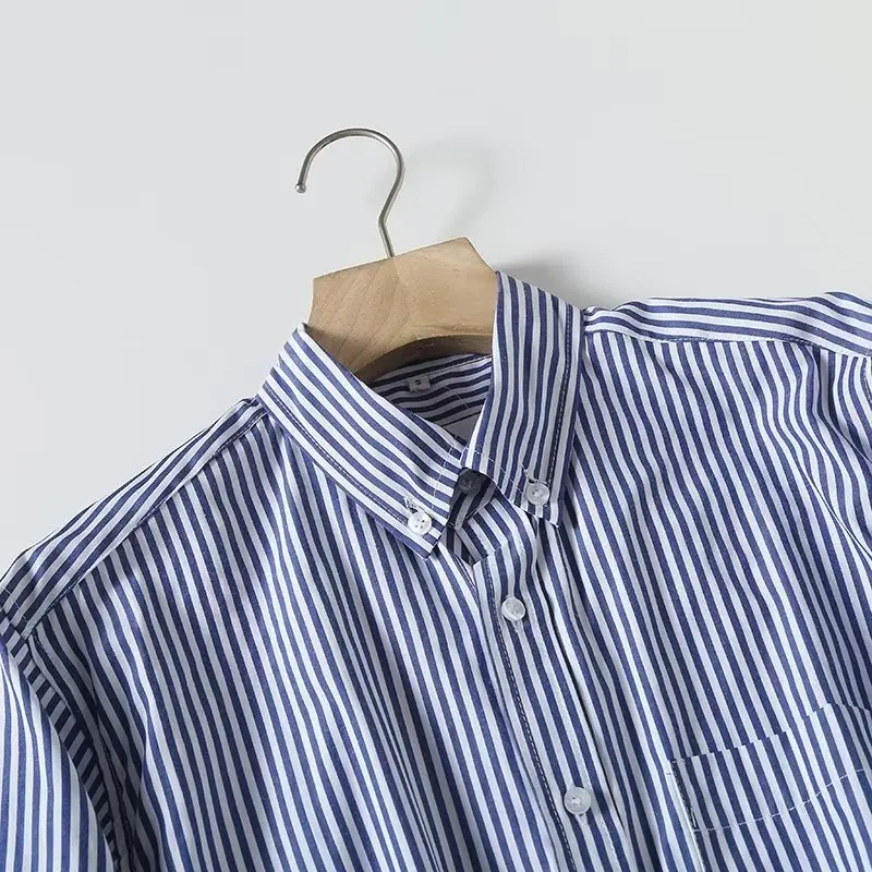 Maxdutti Japanese Simple Casual Striped Commuter Shirt Men's Blouse Tops