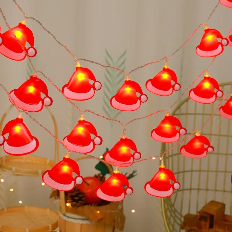 10/20/40 Leds Christmas String Lights For Xmas Hat Socks Crutches Indoor Hanging Lamp Home Decor Christmas Festival Light