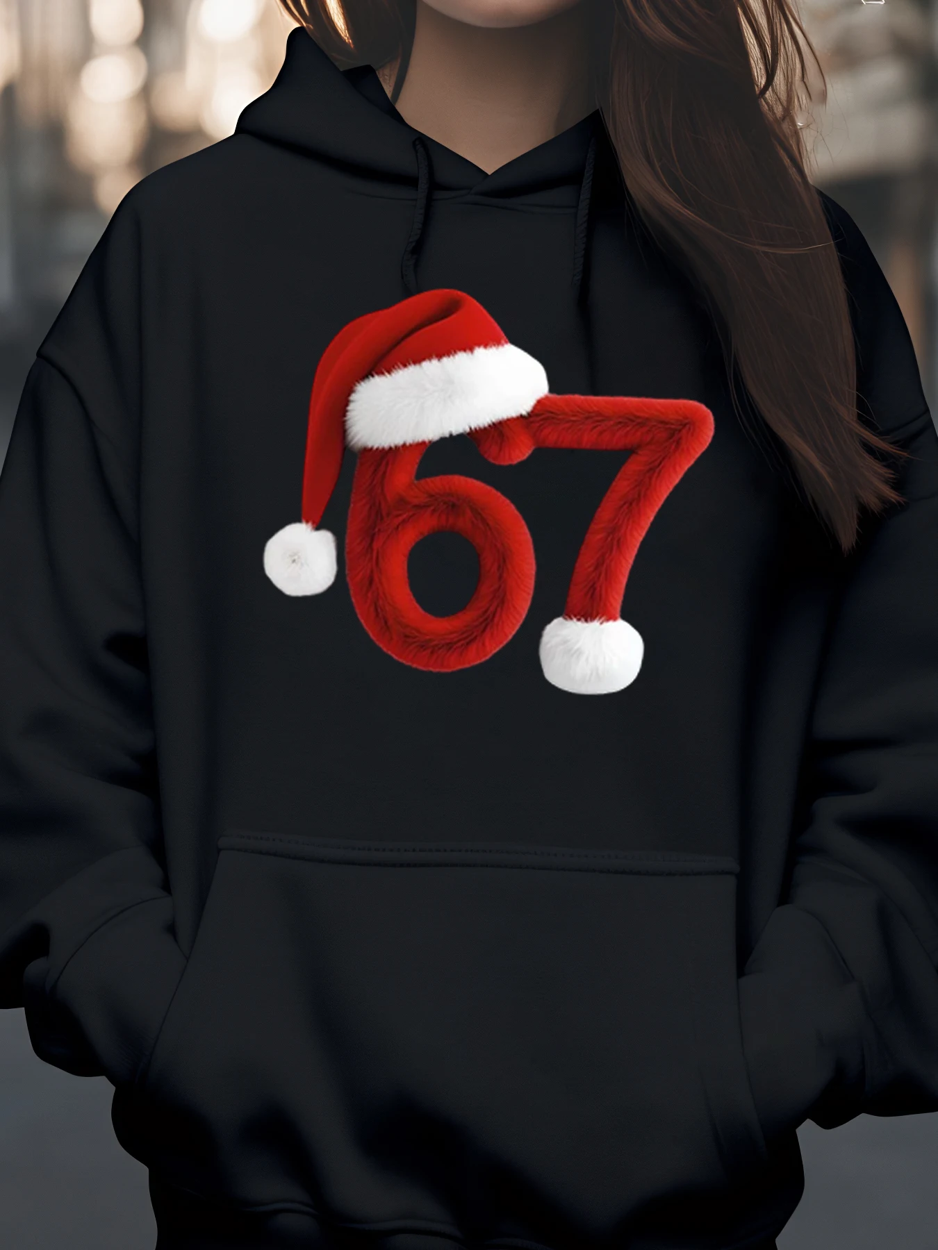 Christmas Hat 67 Sudadera con capucha estampada Ropa navideña para mujeres y hombres
