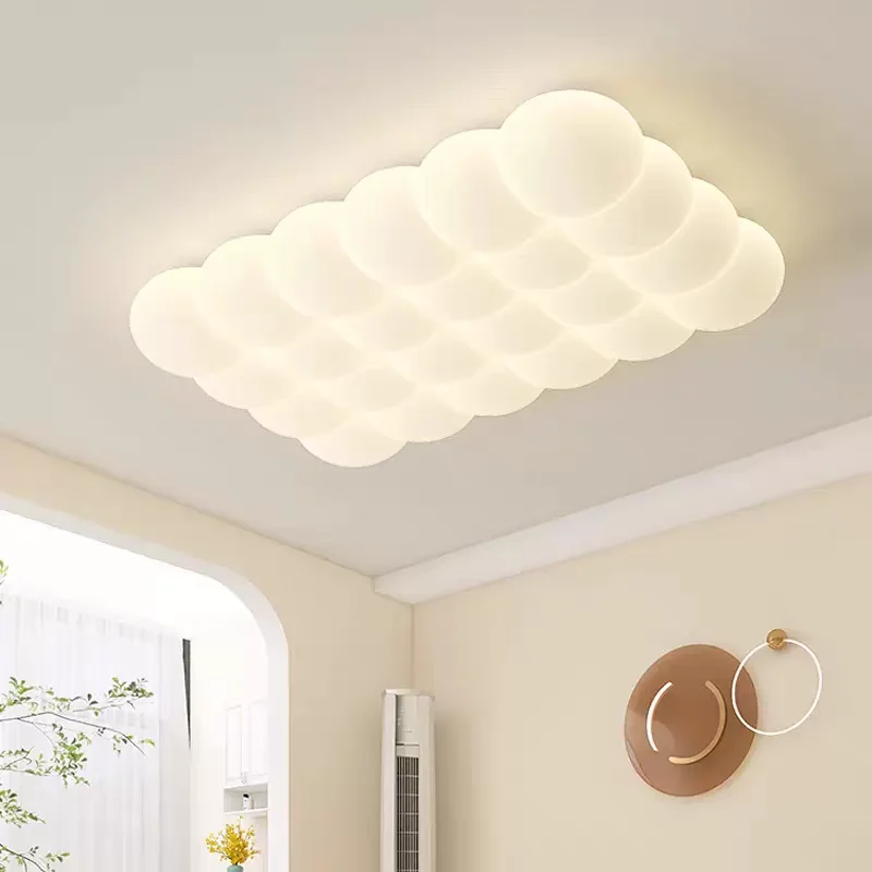 New Bubble LED Ceiling Light Cream Style Lustre for Living RoomBedroom Dining Room Full Spectrum Eye Protection Warm Home Decor
