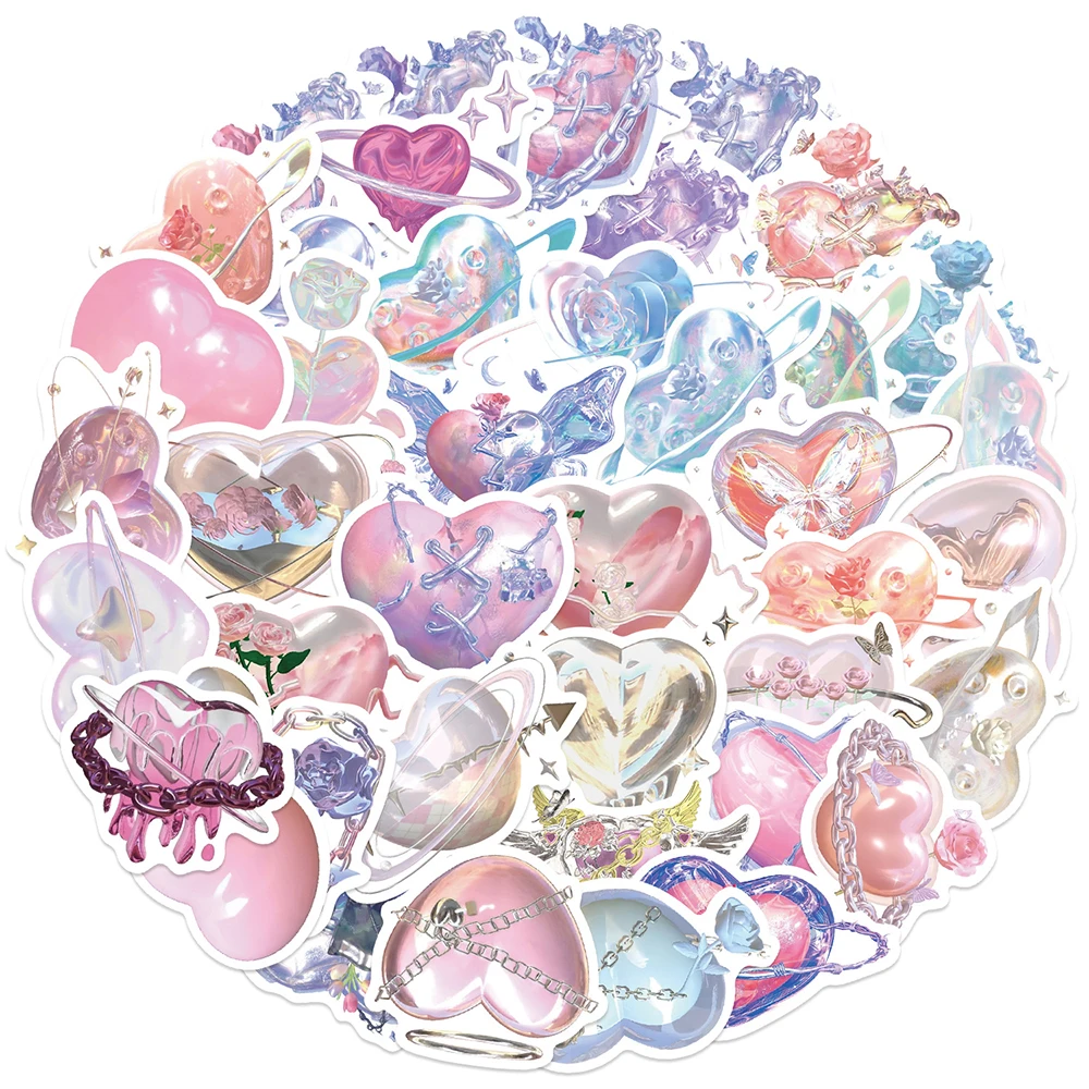 10/30/60 قطعة لطيف الكرتون كريستال الحب الكتابة على الجدران ملصقات Ins نمط لاصقة تزيين حقيبة الكمبيوتر المحمول الهاتف الغيتار الشارات التعبئة