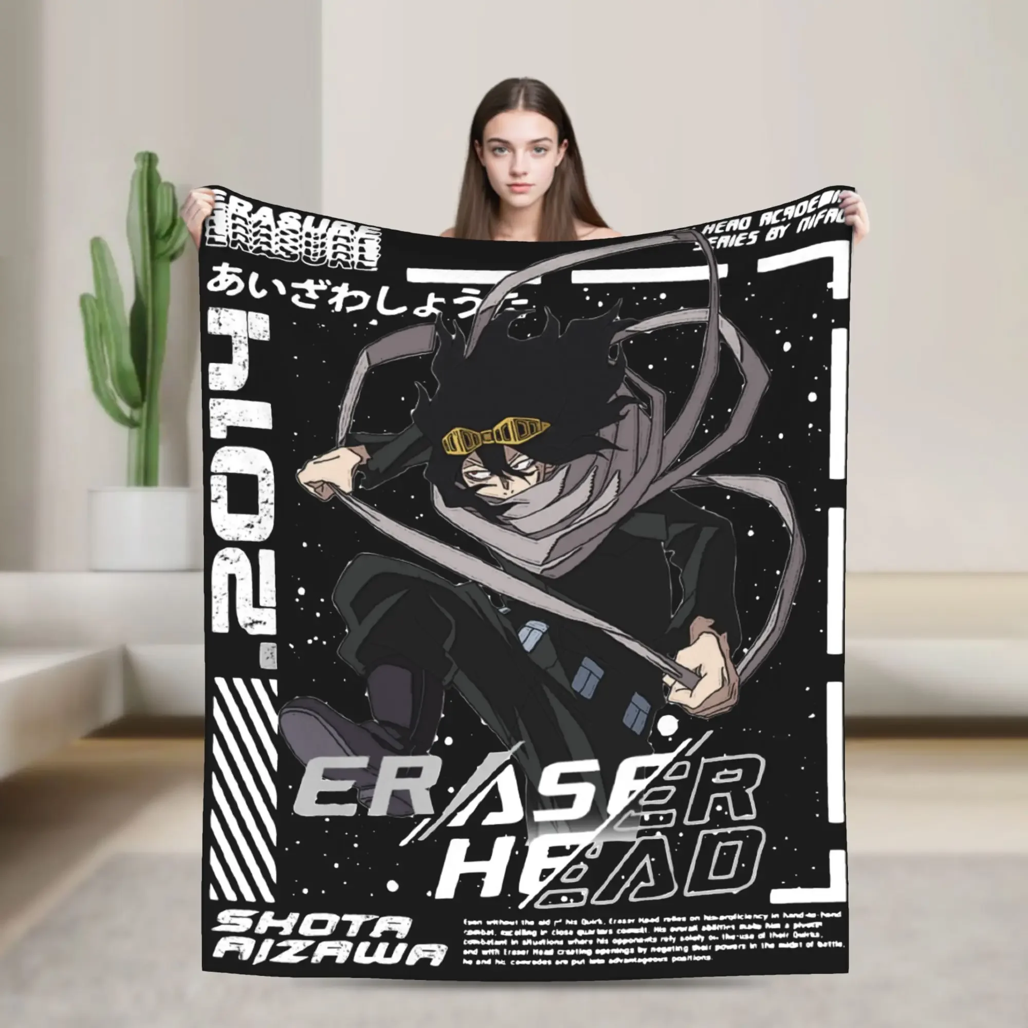 

Плед Eraser Head Aizawa Shouta My Hero Academia, очень теплый, для дивана или кровати, домашний декор, подарок