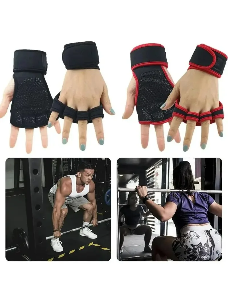 AliExpress Half Finger Weight Training Gloves for Men Women Fitness Sports Wrist Palm Protector Gloves Anti-slip Gym Cycling Gloves Black