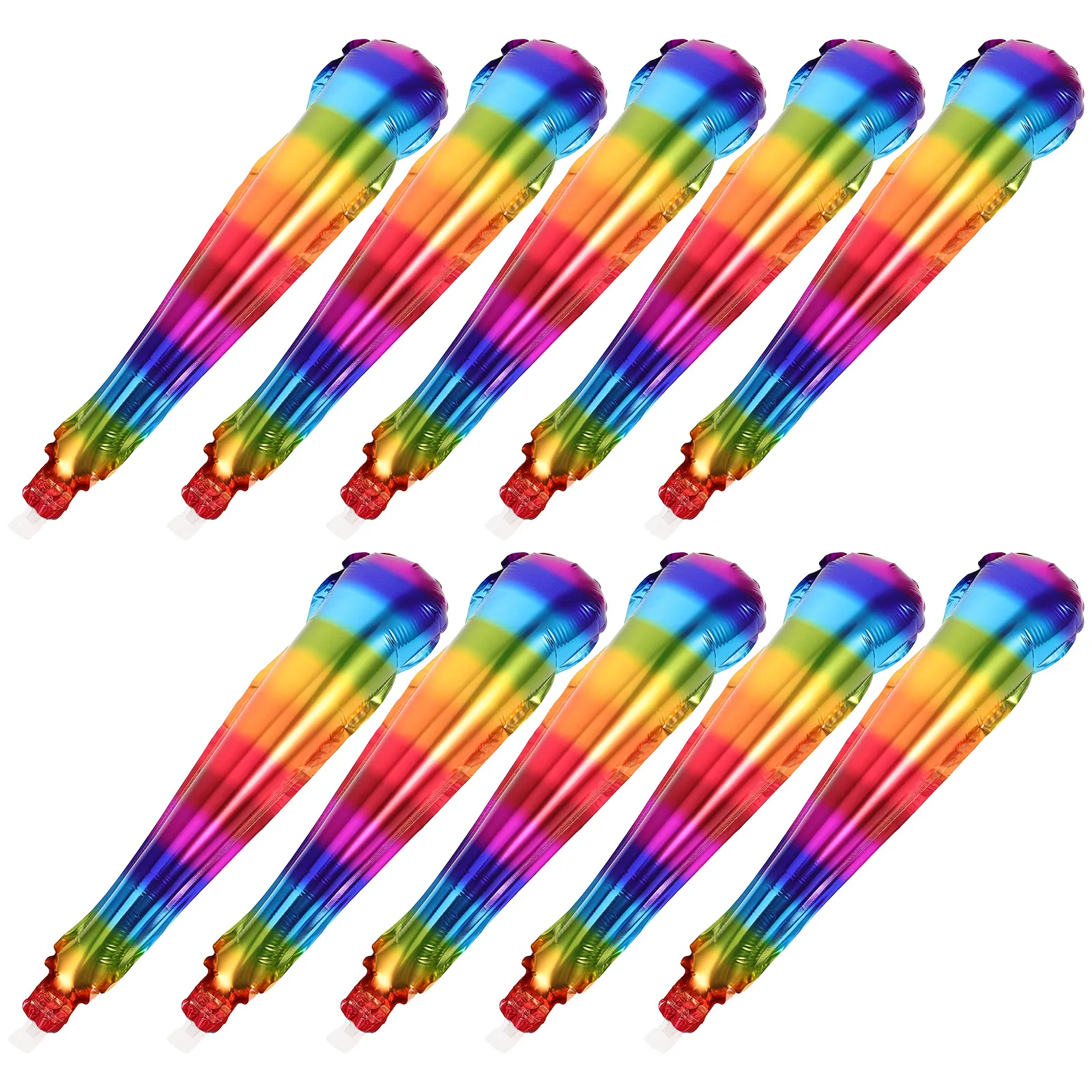 

10 Pcs Rainbow Balloon Sticks 14 Inch Inflatable Cheerleading Wand Sport Accessories PartyDecoration Lightweight Portable