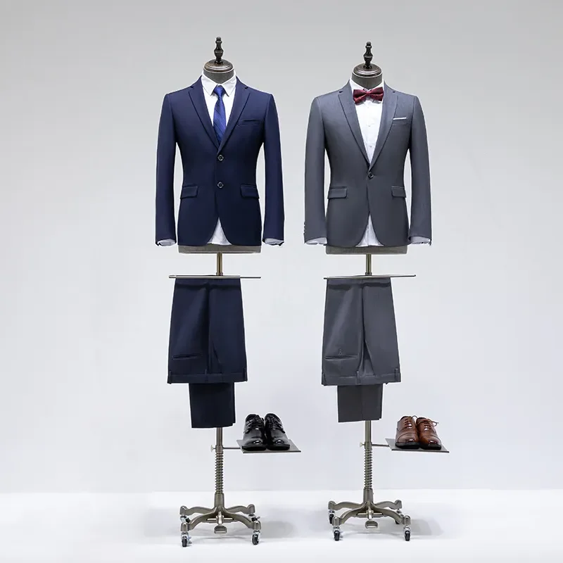 for Men's Clothing Store Universal Wheel Model Props Half Body Table Display Stand Suit Dress Full Body Mannequin