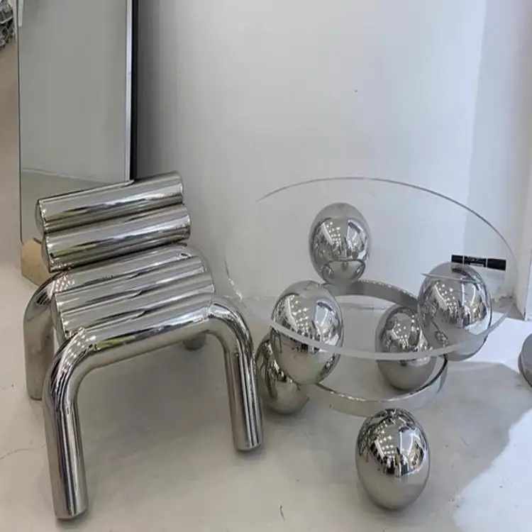 &Modern Minimalist Stainless Steel Net Stool Chair Creative Commercial Hotel Use Portable Hospital Eco-Friendly Durable