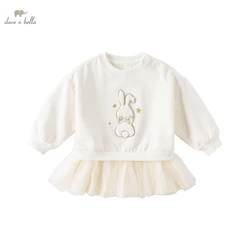 Dave Bella autunno cartone animato coniglio felpa ragazza moda lunga felpa con cappuccio top Pullover bambino Feminina 2-7 anni DB3222709