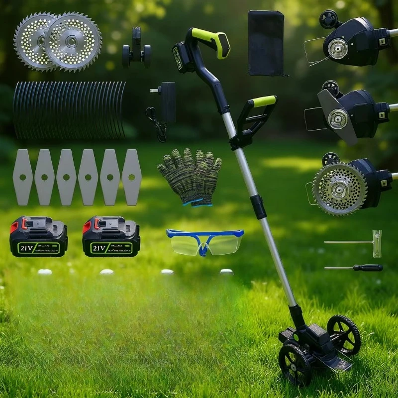 Electric cordless lawn mower, adjustable length 90 degrees can be rotated