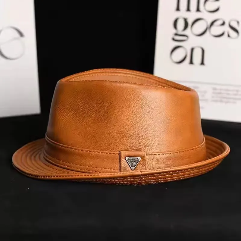 2026-men's-genuine-leather-formal-top-hat-high-quality-suede-short-brim-jazz-gentleman-black-brown-malee